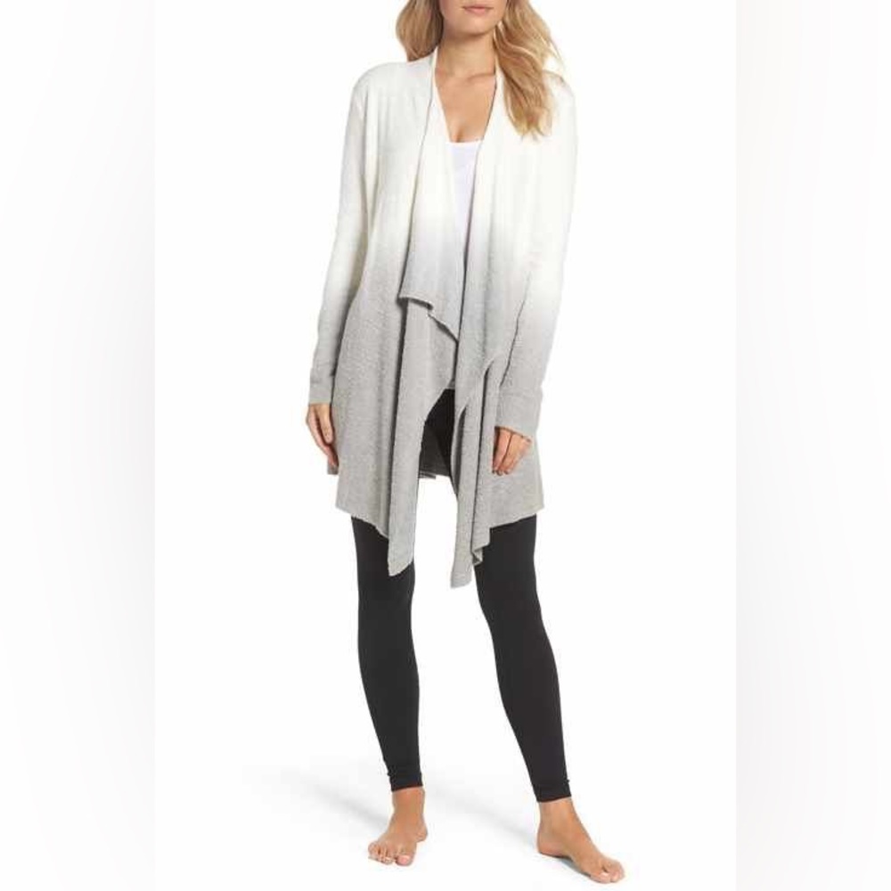 Barefoot Dreams Chic Lite Calypso Wrap Pearl And Pewter Cardigan Robe Sz. S/M